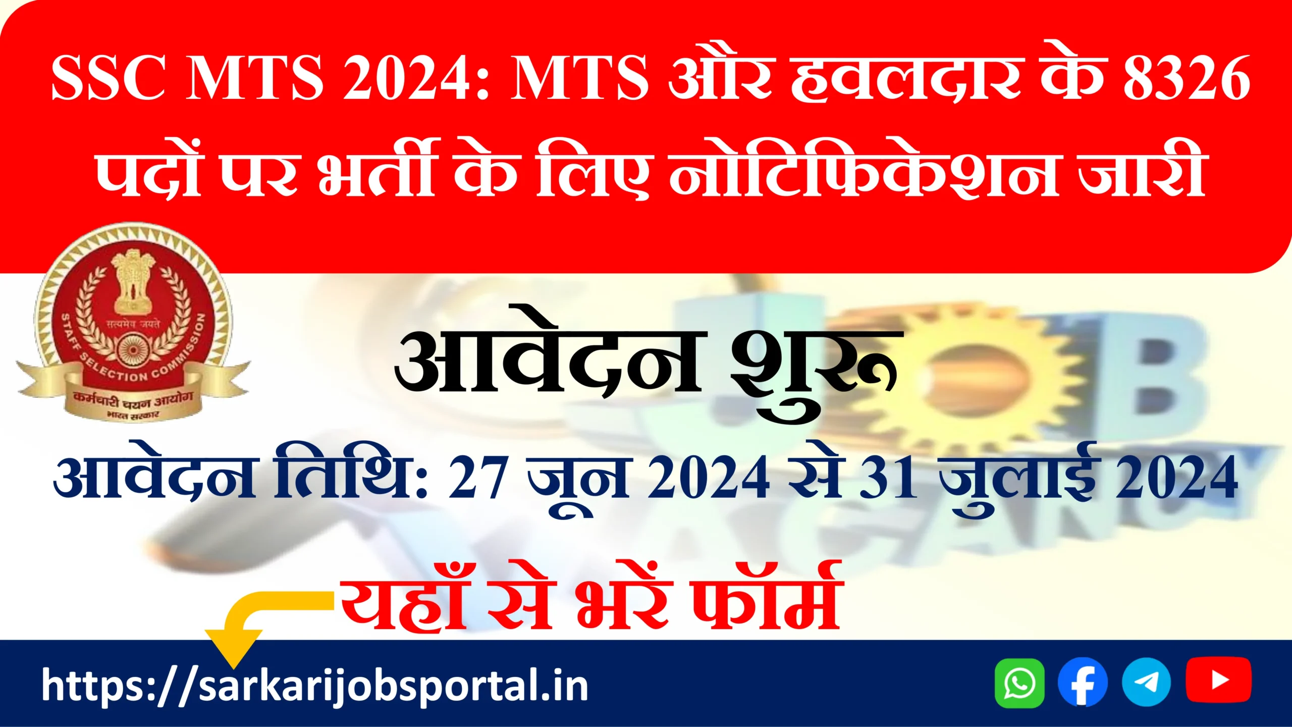 SSC MTS 2024 Notification Out for 8326 Posts