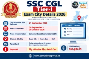 SSC CGL Tier-I Exam City Details 2026