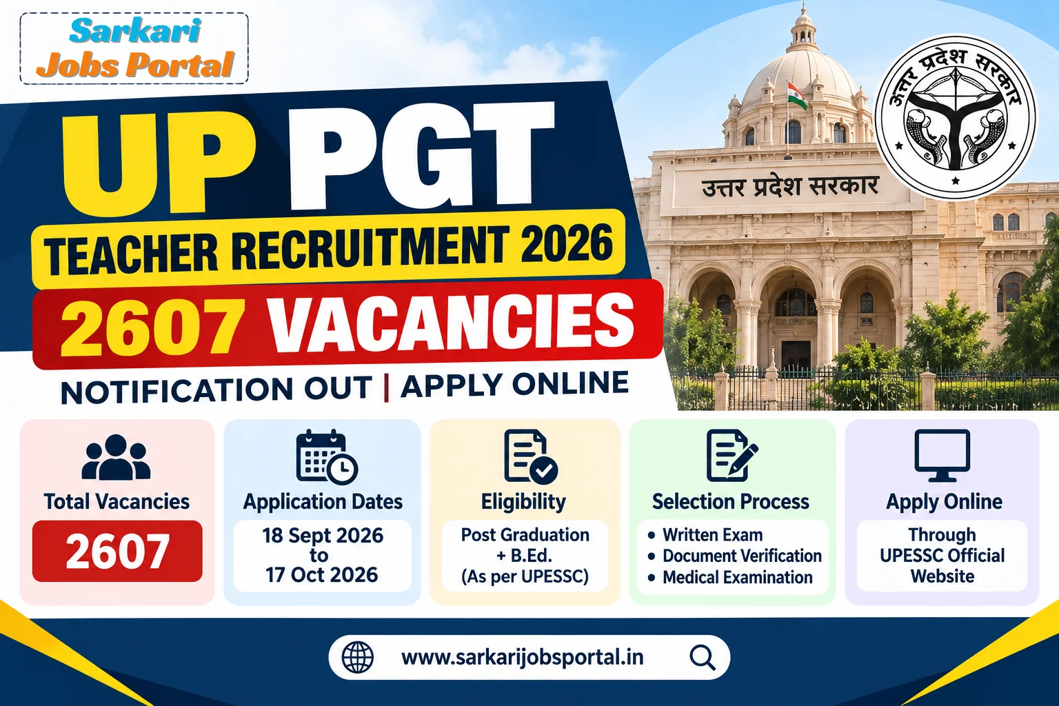 UP PGT Teacher Recruitment 2026